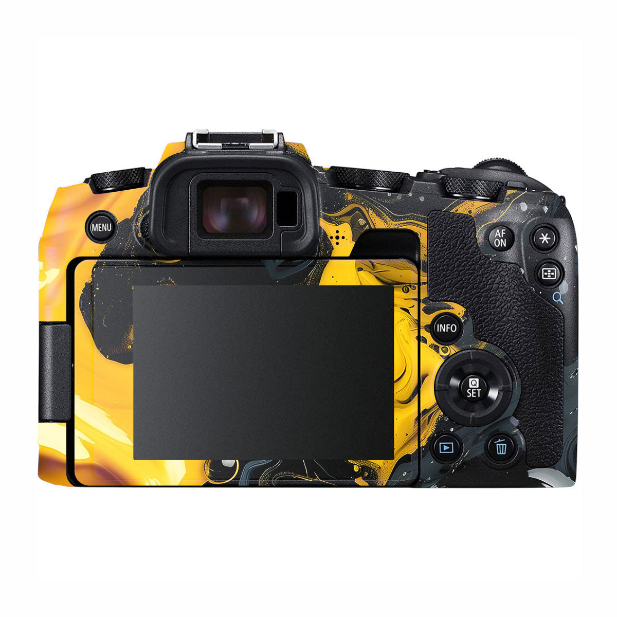 Yellow and Black Paint Swirls Canon EOS RP Camera Skins