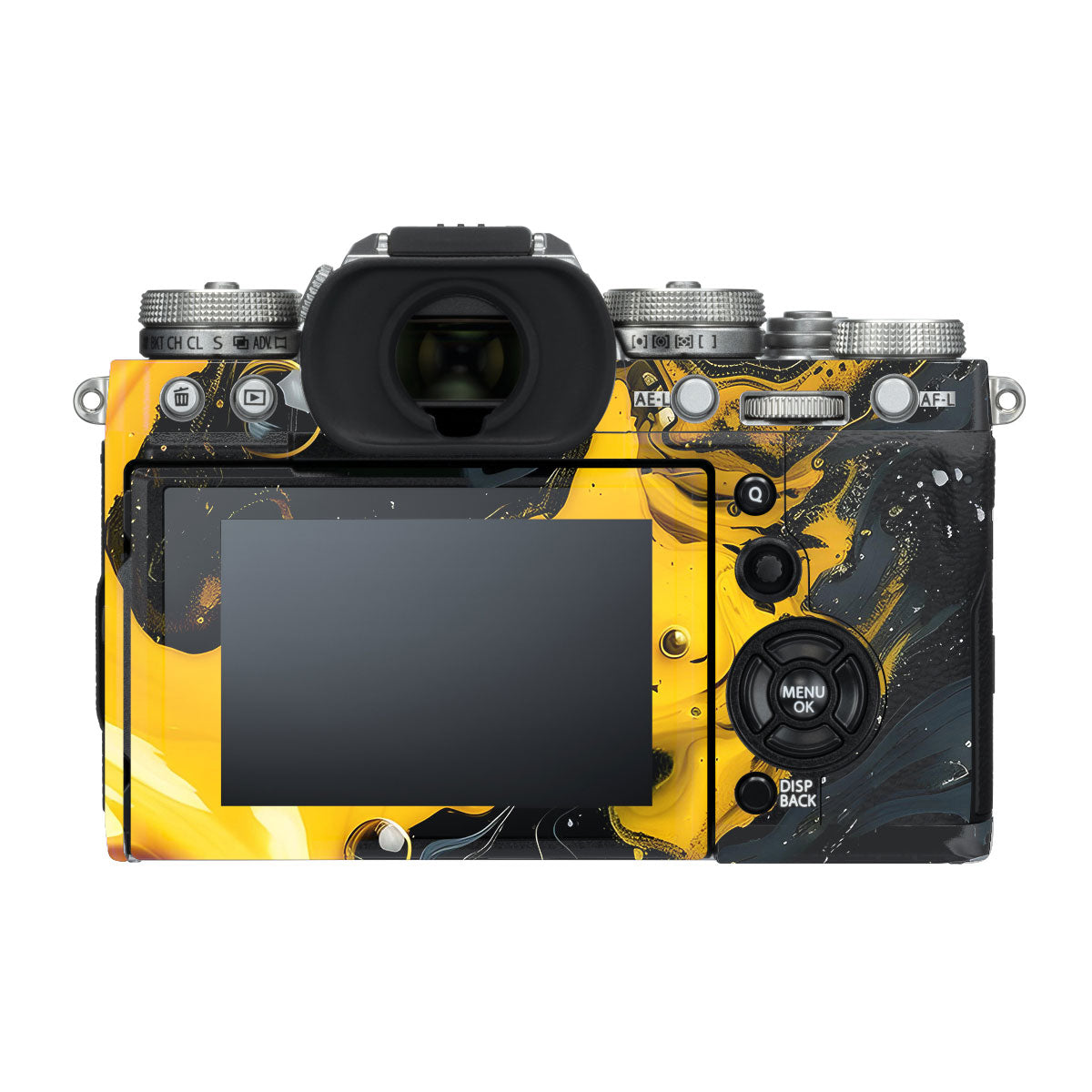 Yellow and Black Paint Swirls FujiFilm X-T3 Camera Skin