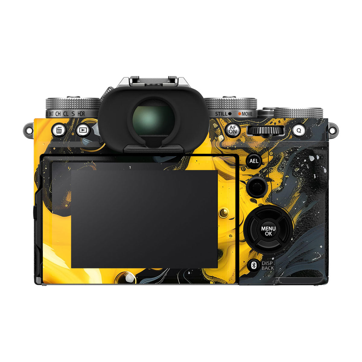 Yellow and Black Paint Swirls FujiFilm X-T5 Camera Skin