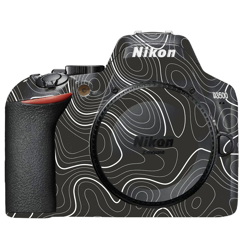 Grayscale Topographic Lines Nikon D3500 Camera Skin