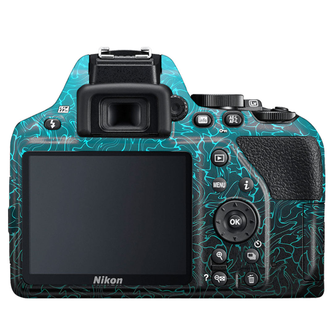 Cyan Blue to Black Gradient Nikon D3500 Camera Skin