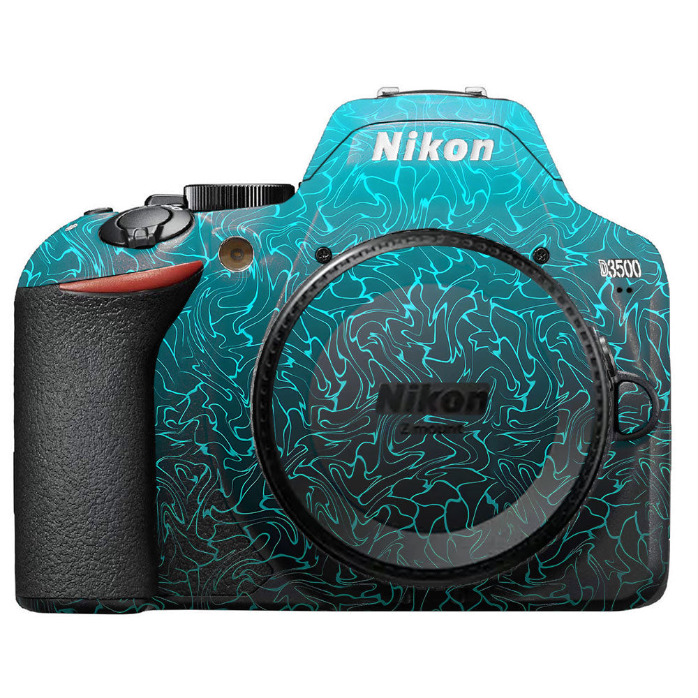 Cyan Blue to Black Gradient Nikon D3500 Camera Skin