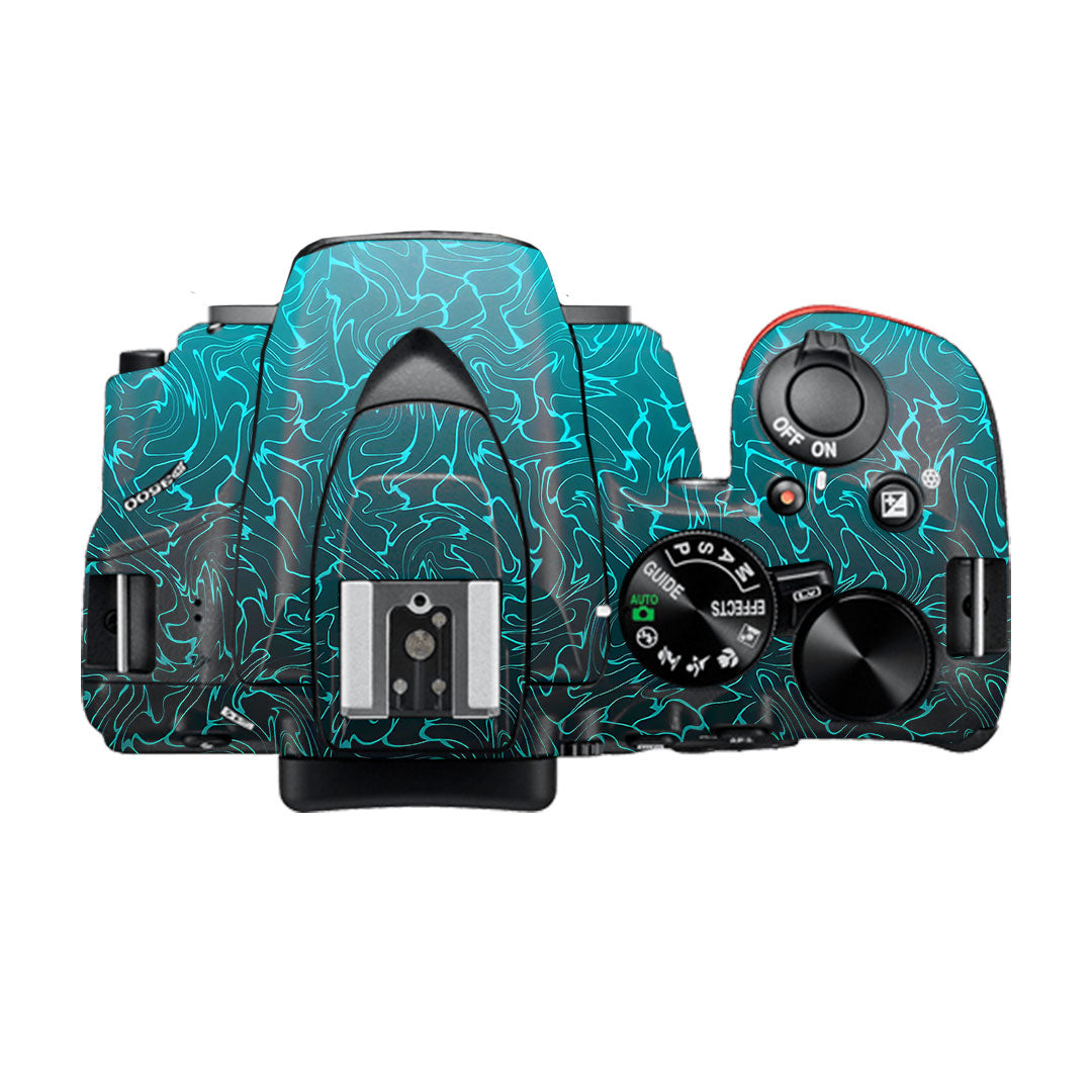 Cyan Blue to Black Gradient Nikon D3500 Camera Skin