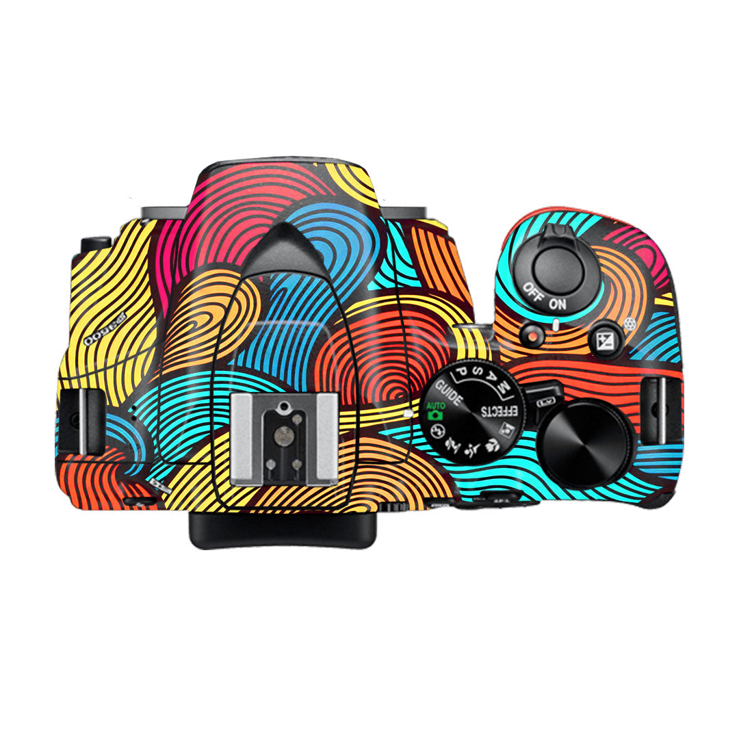 Retro Colorful Doodle Art Pattern Nikon D3500 Camera Skin