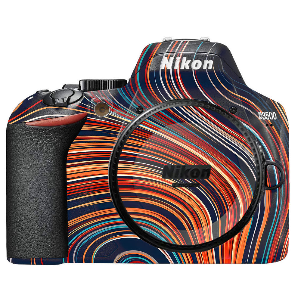 Retro Abstract Striped Swirl Nikon D3500 Camera Skin