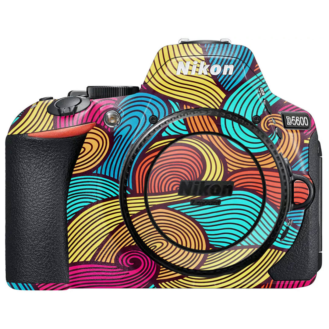 Retro Colorful Doodle Art Pattern Nikon D5600 Camera Skin