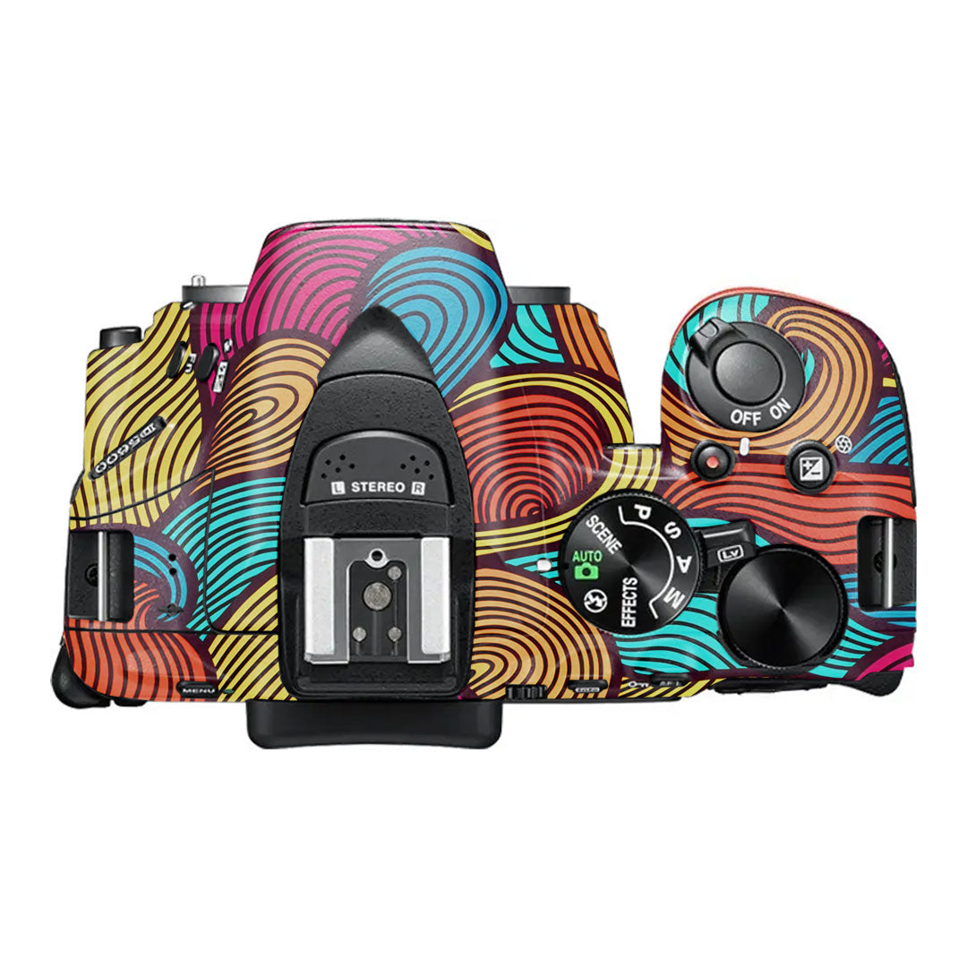 Retro Colorful Doodle Art Pattern Nikon D5600 Camera Skin