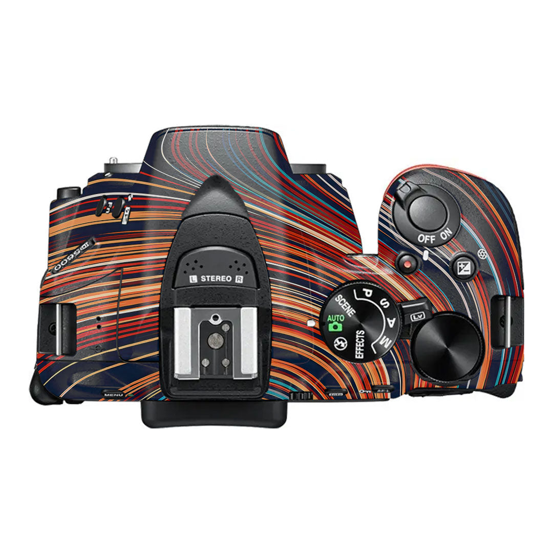 Retro Abstract Striped Swirl Nikon D5600 Camera Skin