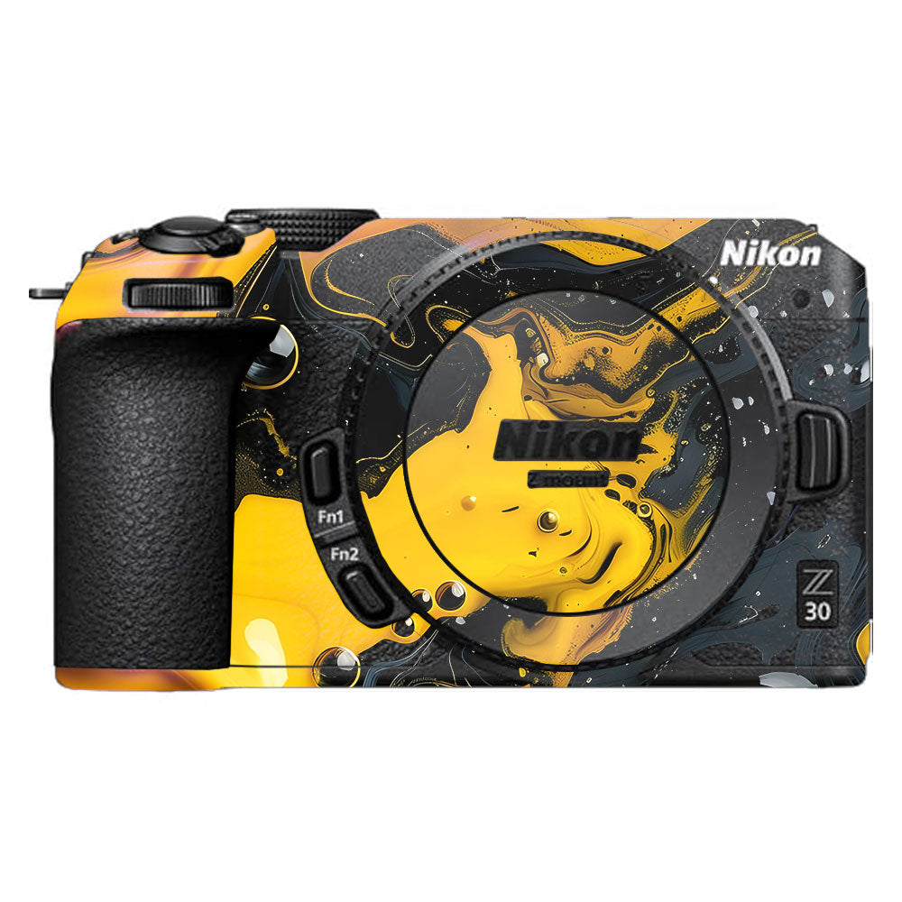 Yellow and Black Paint Swirls Nikon Z30 Camera Skin