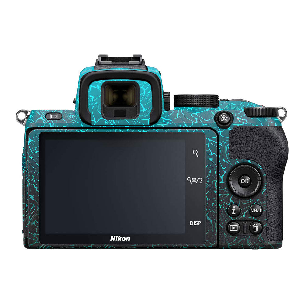 Cyan Blue to Black Gradient Nikon Z50 Camera Skin
