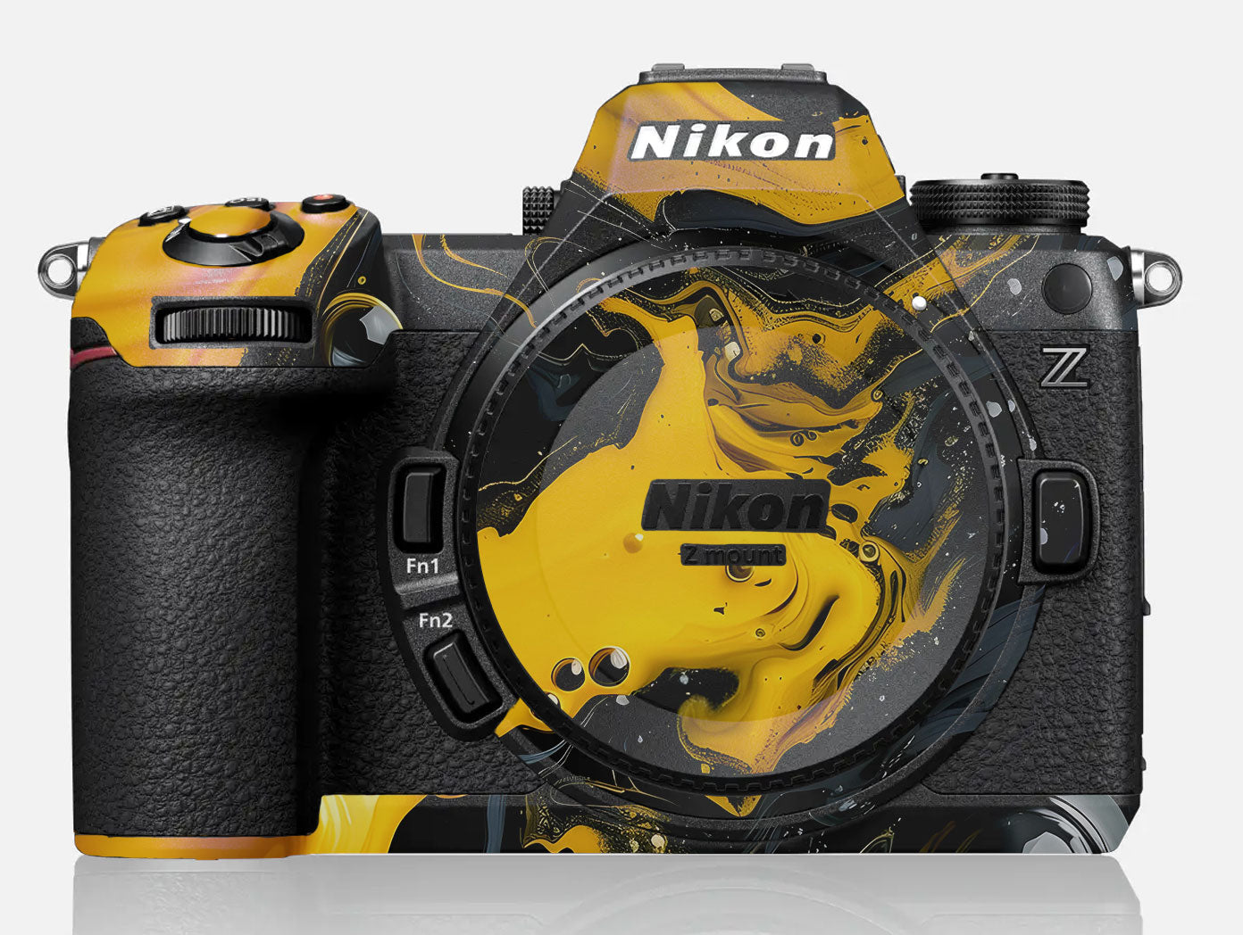 Yellow and Black Paint Swirls Nikon Z6 III Camera Skin