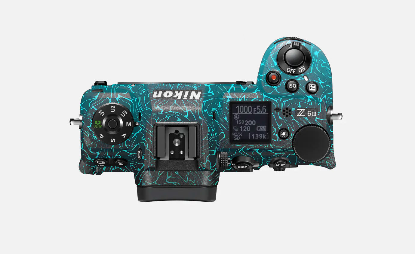 Cyan Blue to Black Gradient Nikon Z6 III Camera Skin