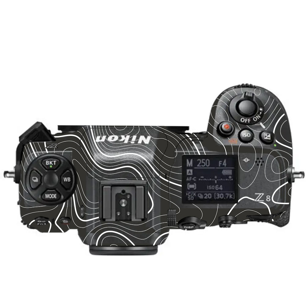 Grayscale Topographic Lines Nikon Z8 Camera Skin