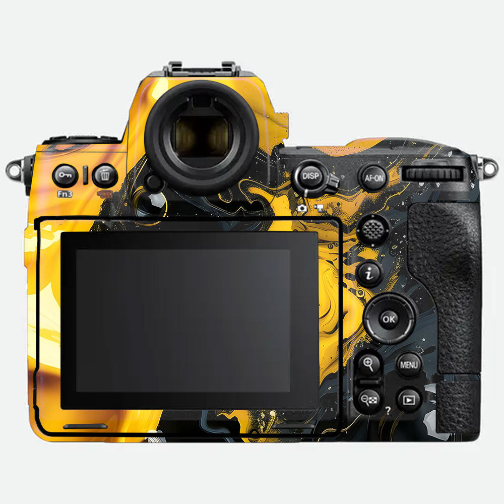 Yellow and Black Paint Swirls Nikon Z8 Camera Skin