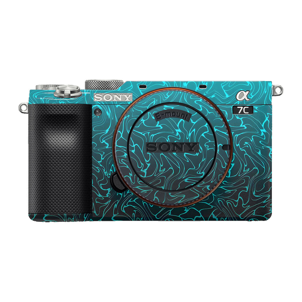 Cyan Blue to Black Gradient Sony A7 C Camera Skins