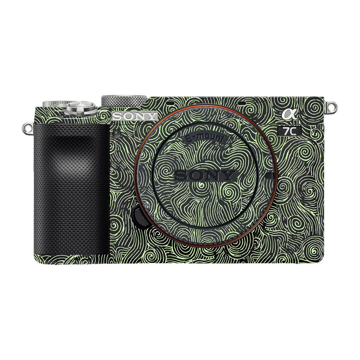 Green Spirals Sony A7 C Camera Skins