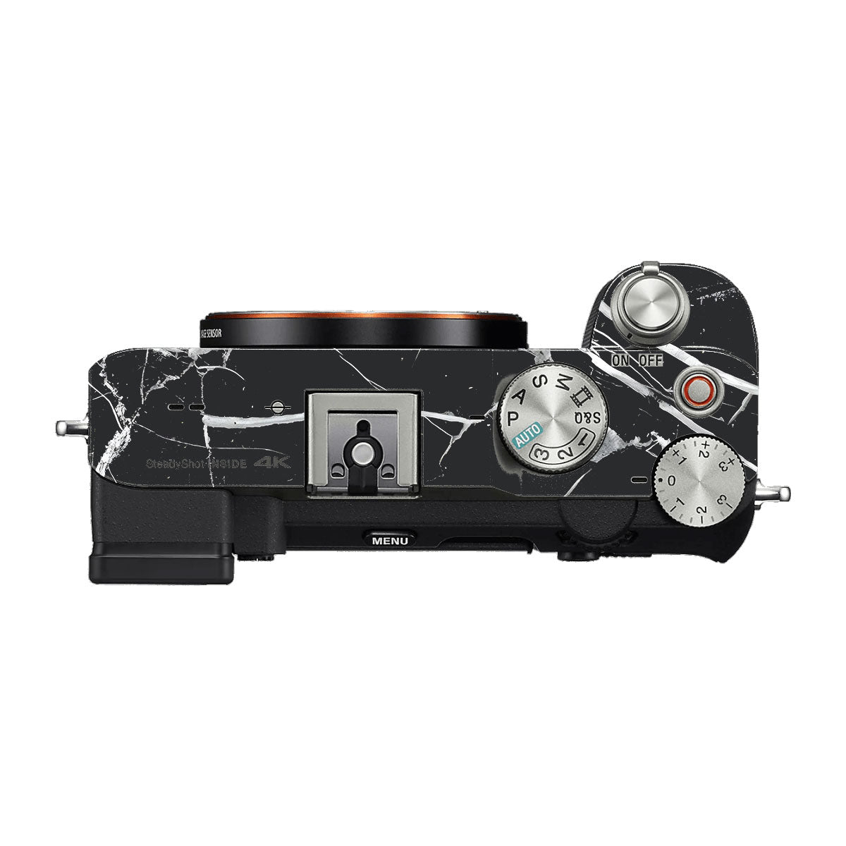 White Veins on Black Sony A7 C Camera Skins