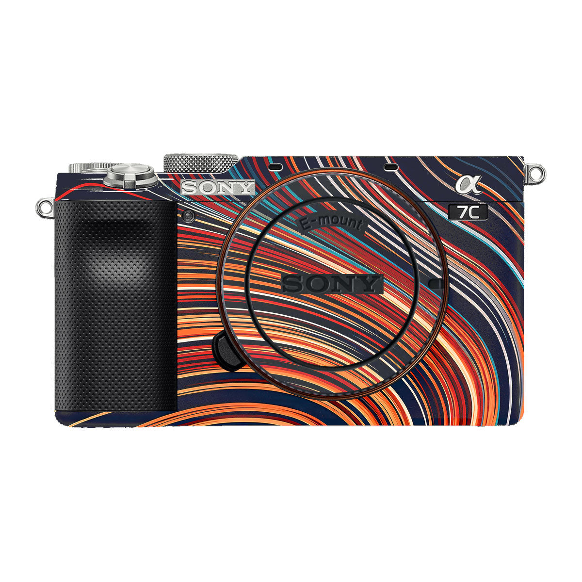 Retro Abstract Striped Swirl Sony A7 C Camera Skins