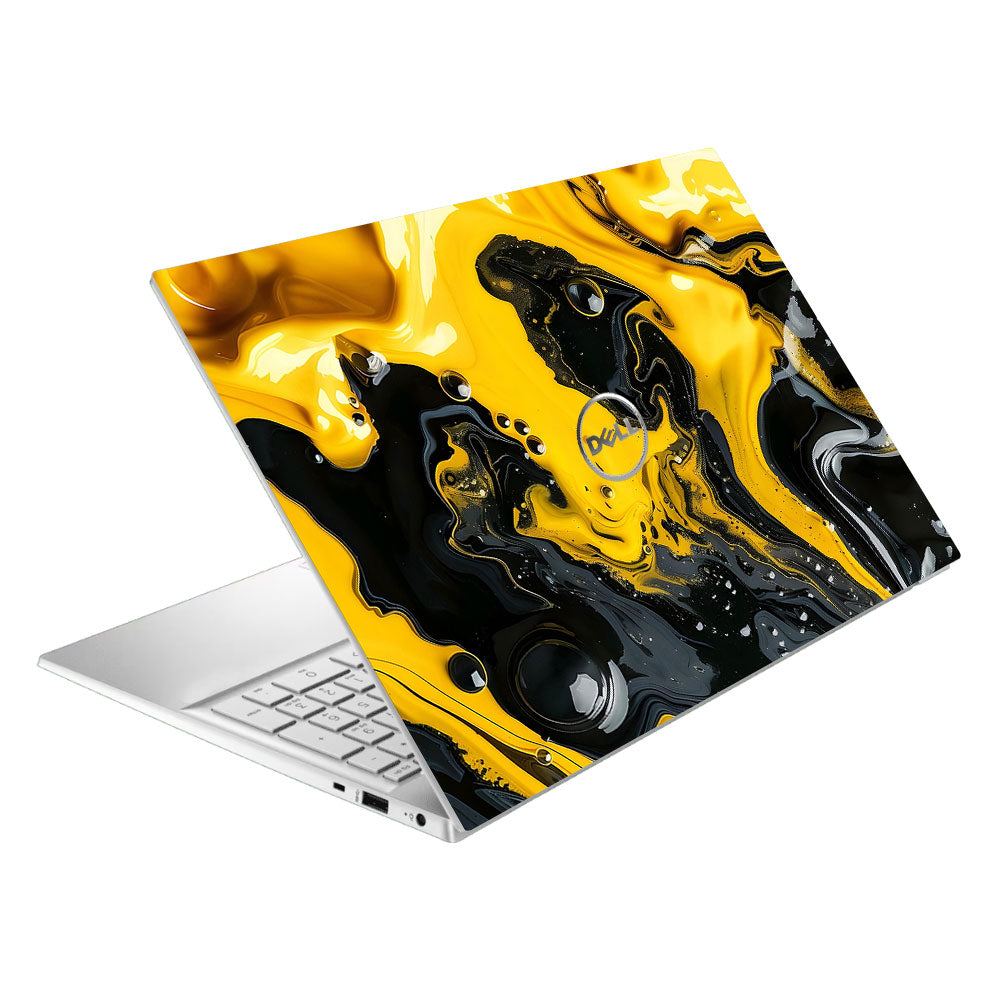 Yellow and Black Paint Swirls Dell Inspiron 3501 Laptop Skin