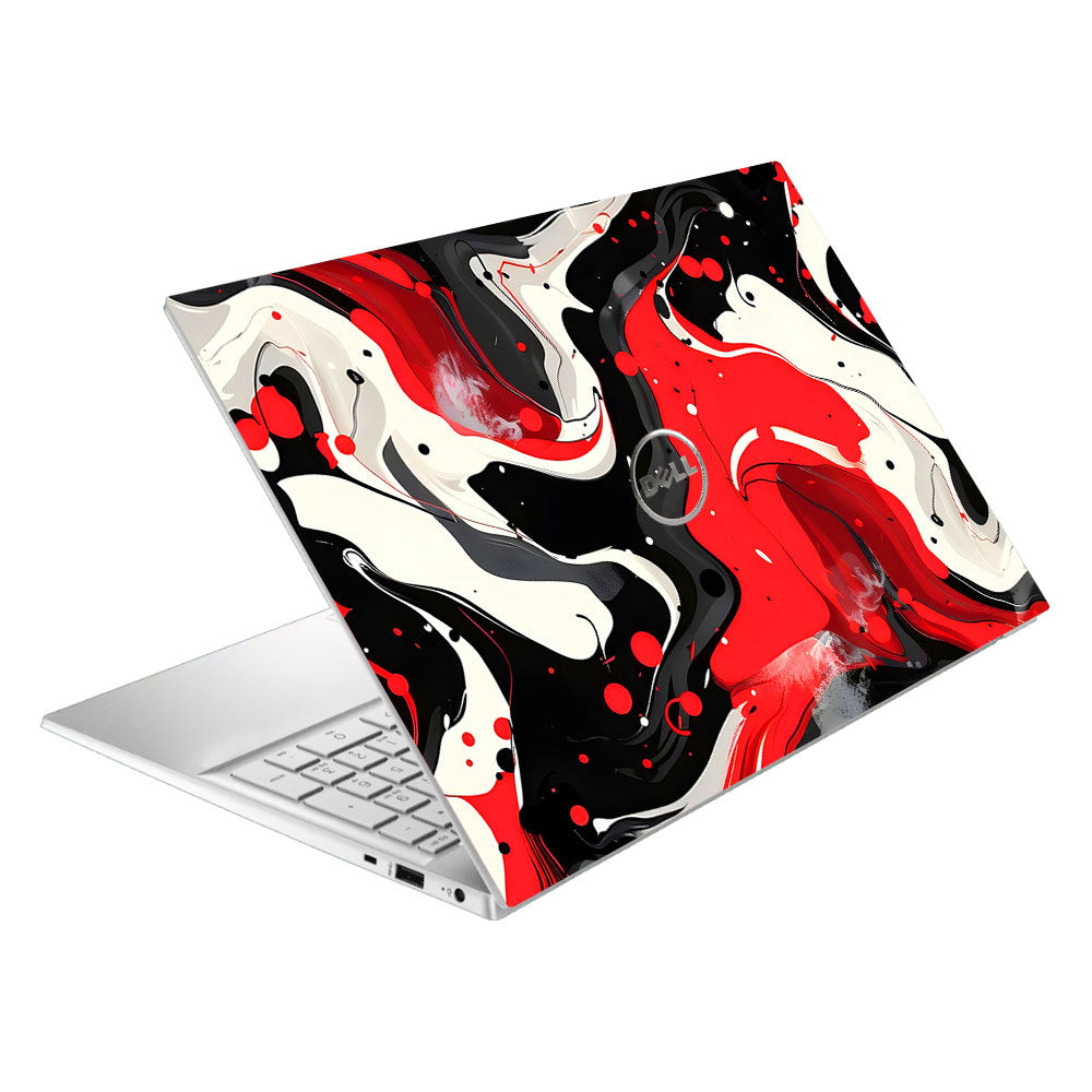 Red and White Paint Swirls Dell Inspiron 3501 Laptop Skin