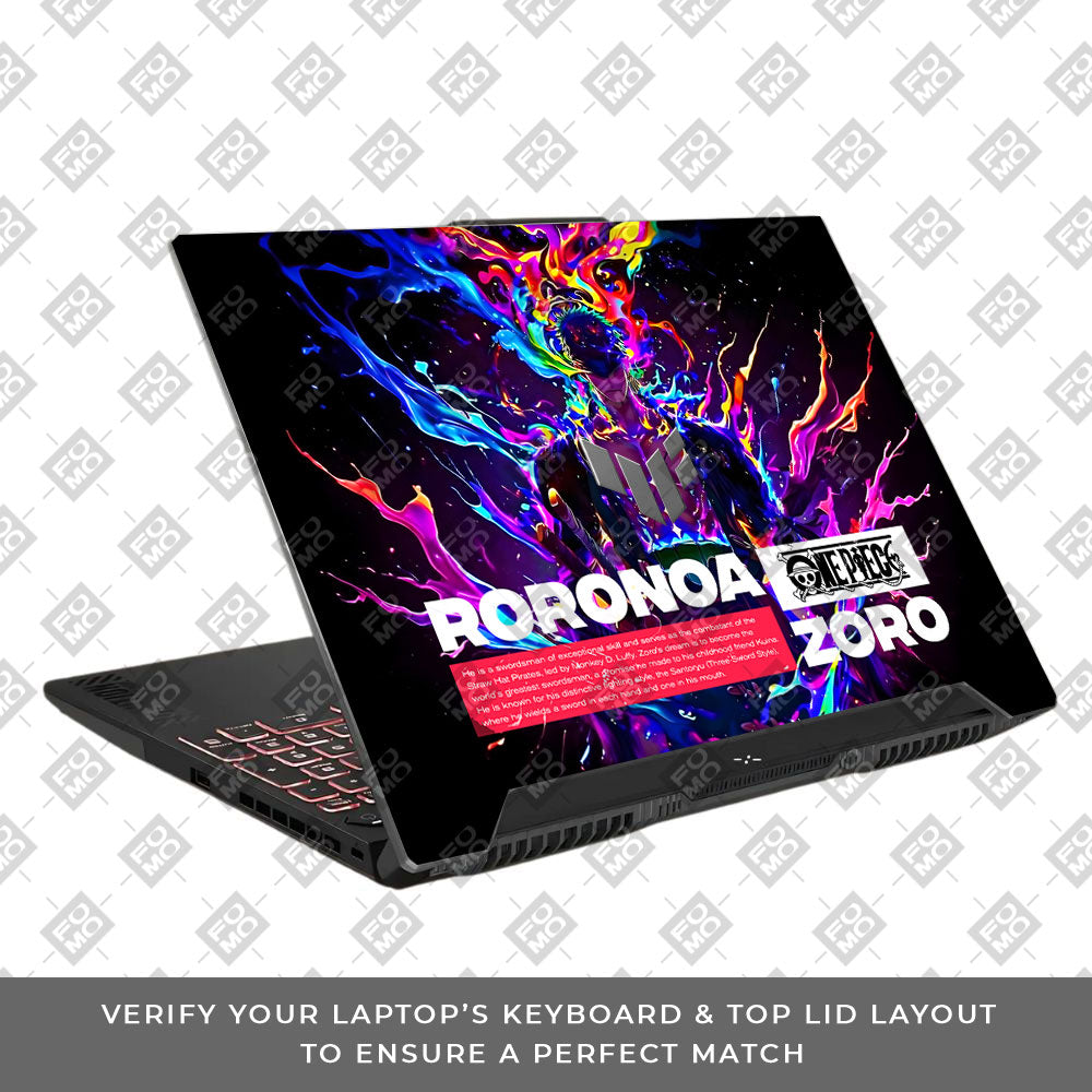 Zoro with Neon Flames Asus TUF F15 FX507 & A15 FA507 Laptop Skin