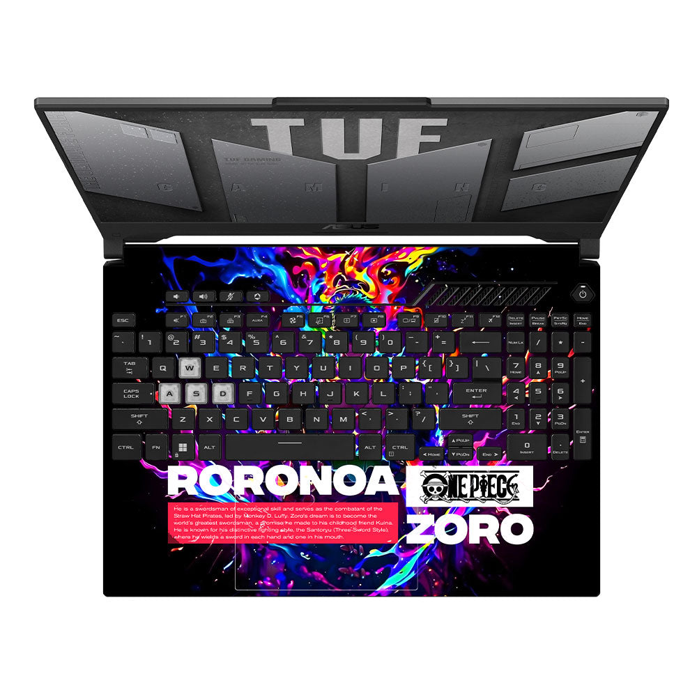 Zoro with Neon Flames Asus TUF F15 FX507 & A15 FA507 Laptop Skin