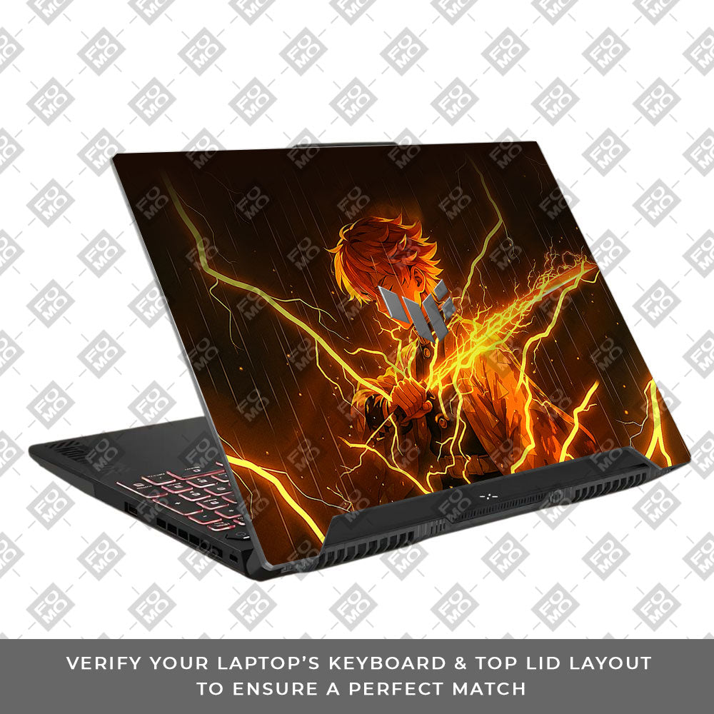 Thunder Soul Lightning Zenitsu Asus TUF F15 FX507 & A15 FA507 Laptop Skin