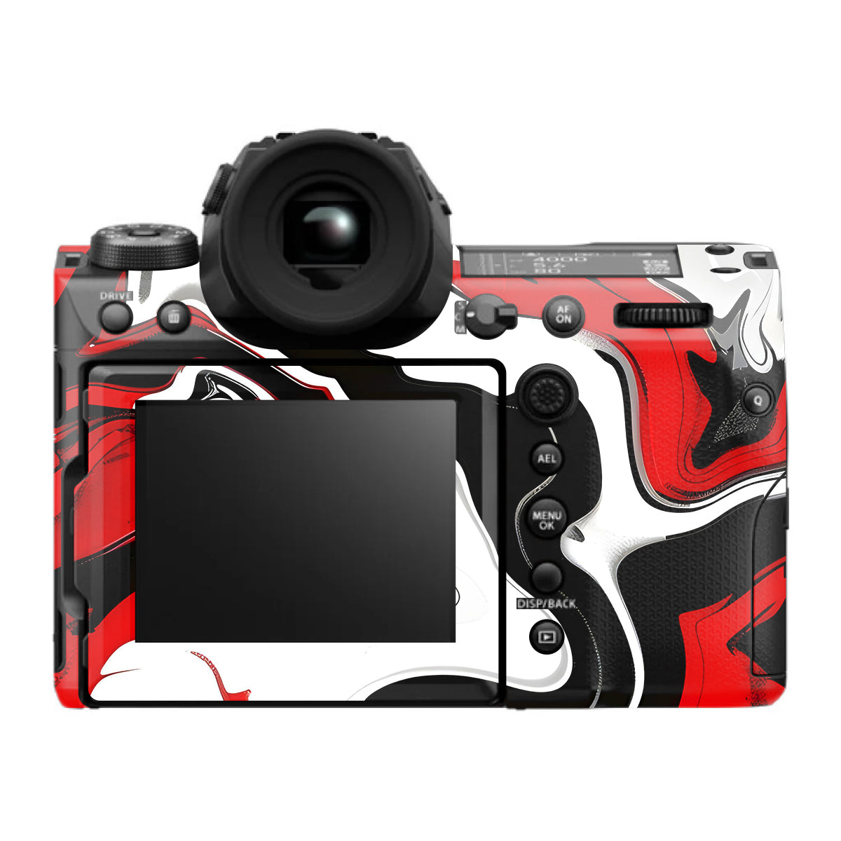Scarlet and White Motion FujiFilm GFX 100S II Camera Skin