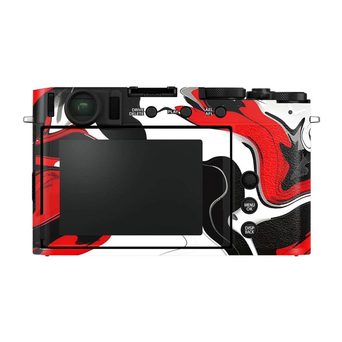 Scarlet and White Motion FujiFilm X-E4 Camera Skin