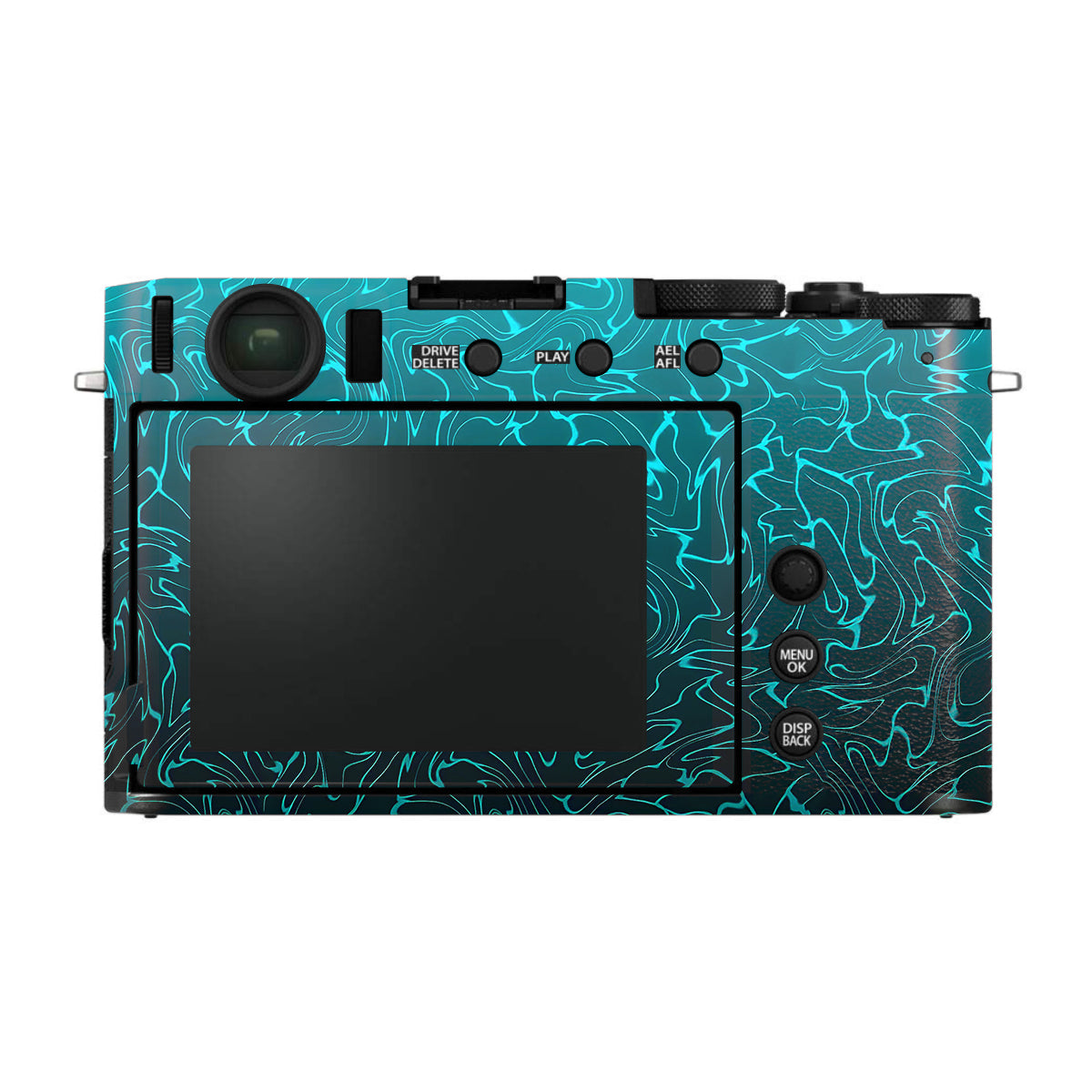 Cyan Blue to Black Gradient FujiFilm X-E4 Camera Skin