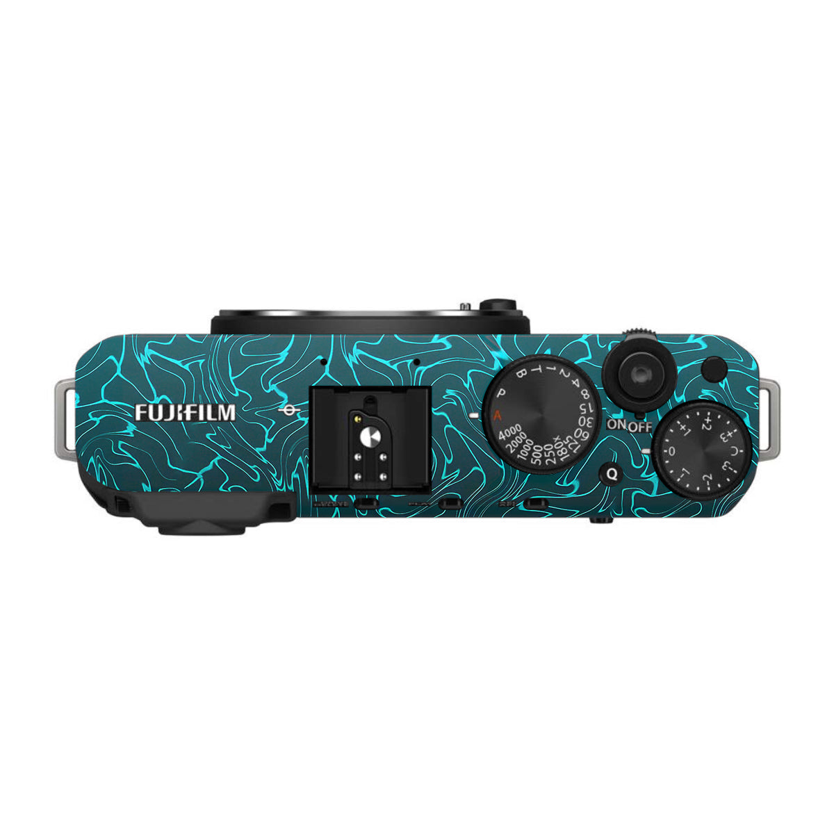 Cyan Blue to Black Gradient FujiFilm X-E4 Camera Skin