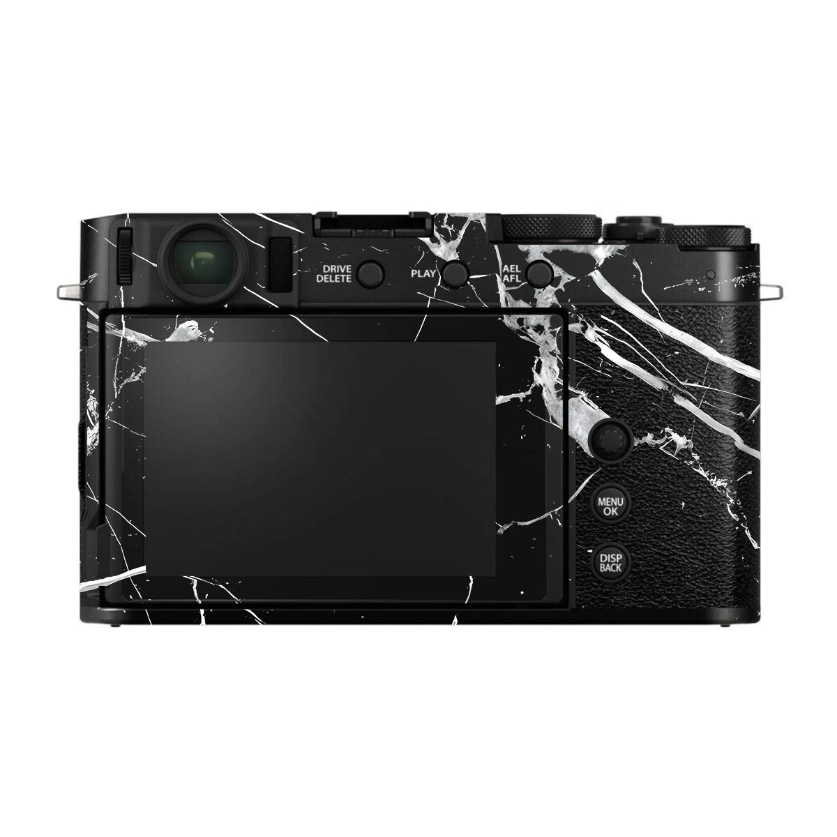 White Veins on Black FujiFilm X-E4 Camera Skin