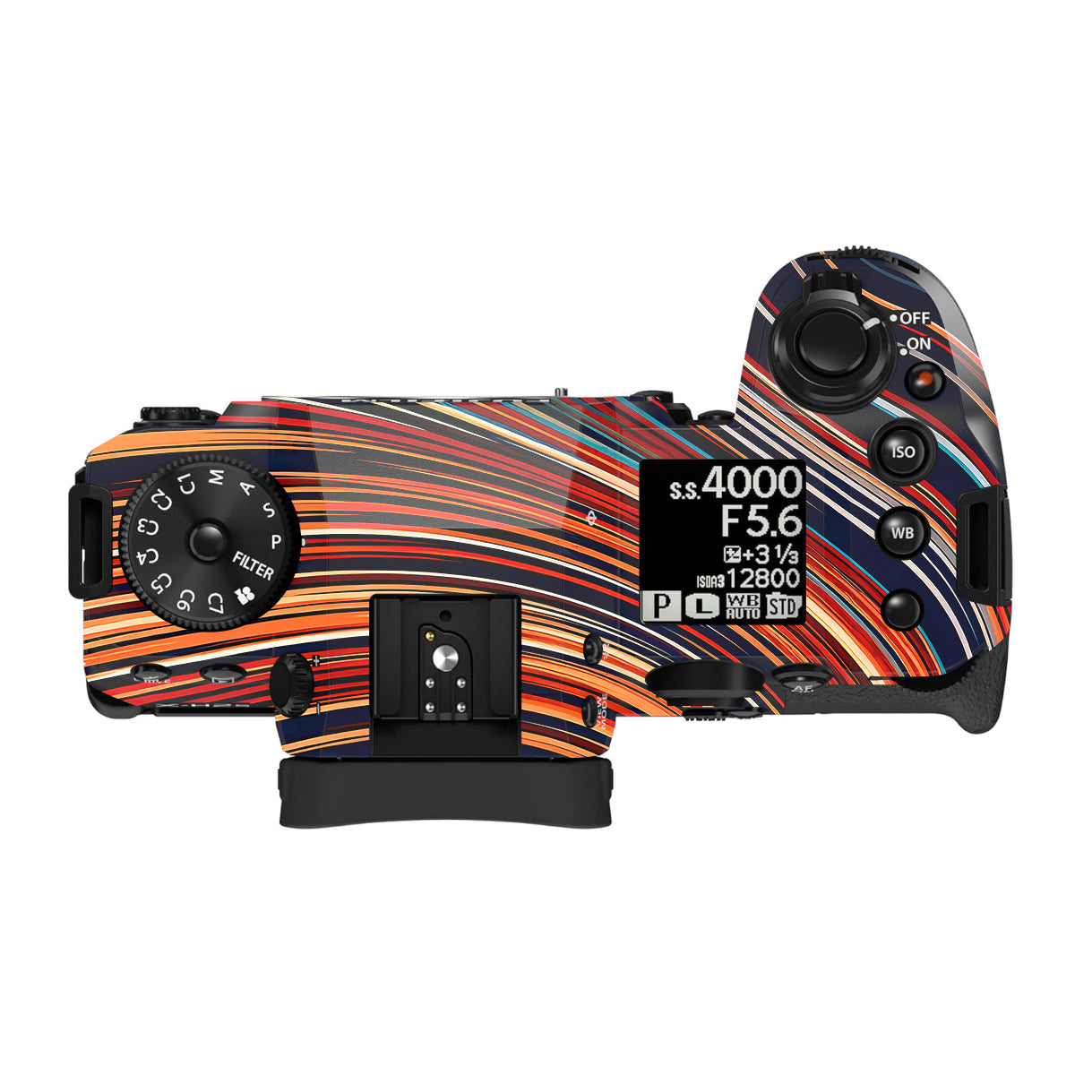 Retro Abstract Striped Swirl Fujifilm X-H2 Camera Skin