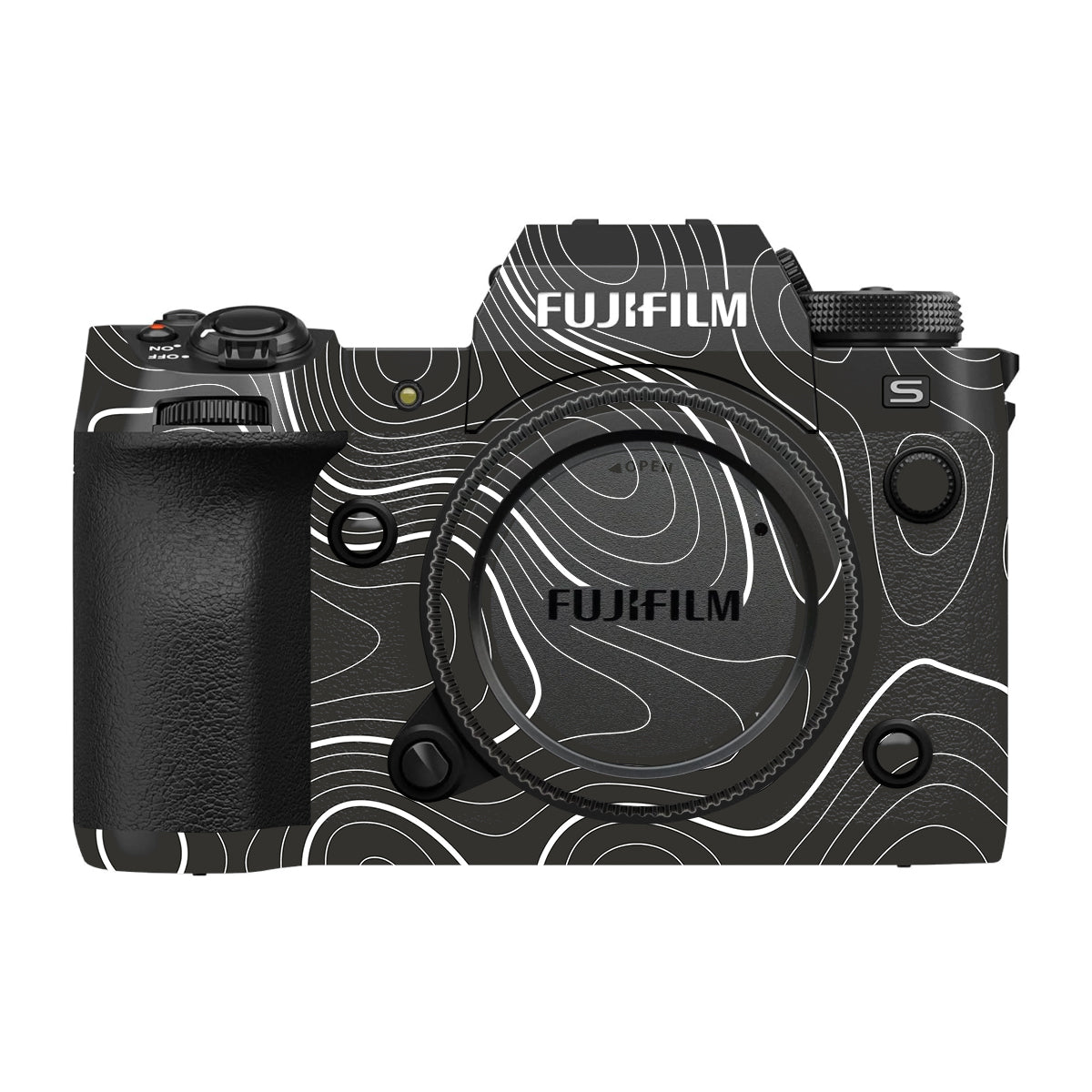 Grayscale Topographic Lines Fujifilm X-H2S Camera Skin