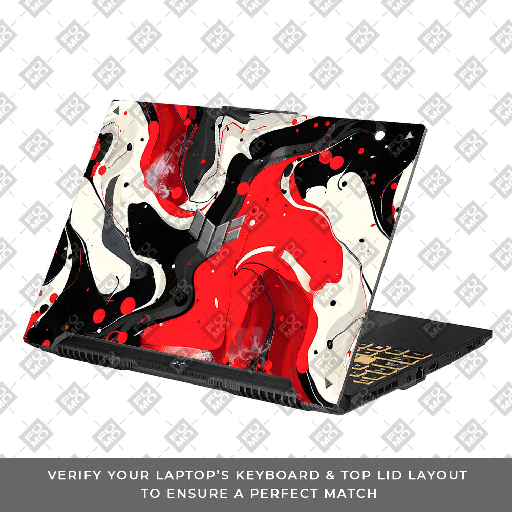 Red and White Paint Swirls Asus TUF F16 and A16 Laptop Skin
