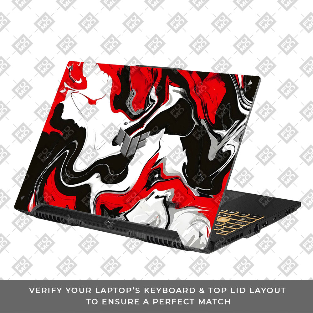 Red and White Marble Asus TUF F16 and A16 Laptop Skin