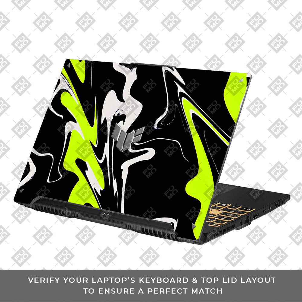 Neon Green and Black Patterns Asus TUF F16 and A16 Laptop Skin