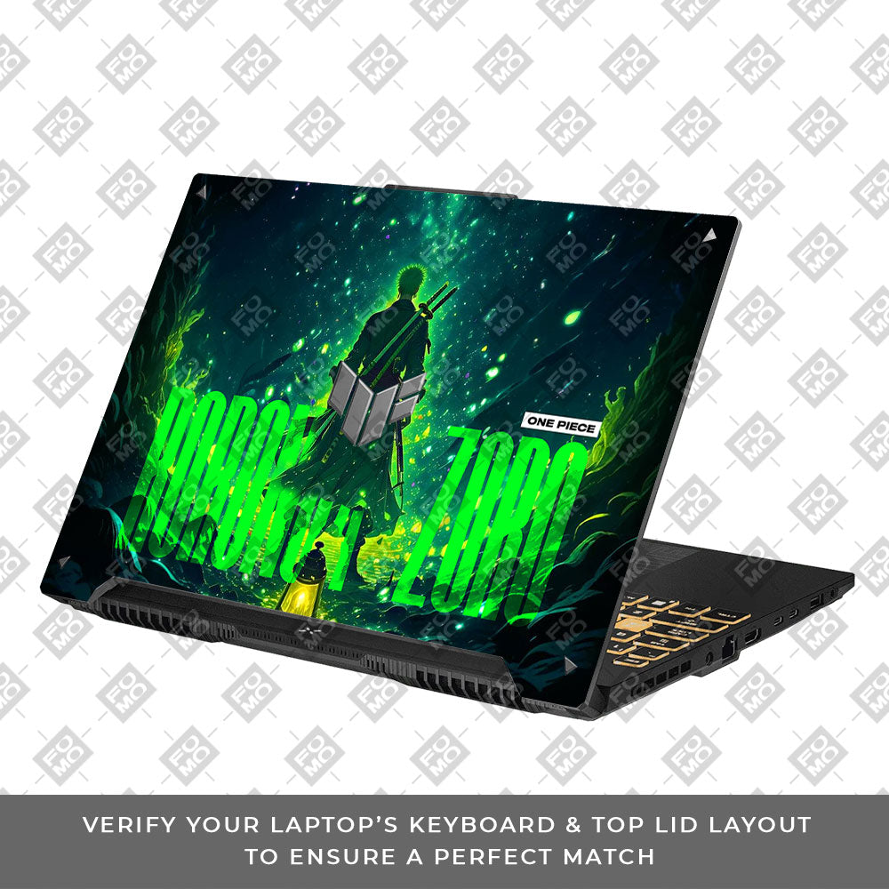 Roronoa Zoro Green Fury Asus TUF F16 and A16 Laptop Skin