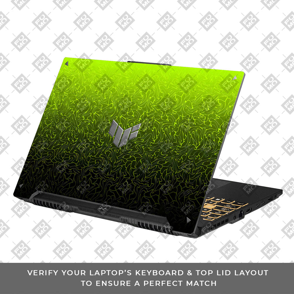 Lime Yellow to Black Gradient Asus TUF F16 and A16 Laptop Skin