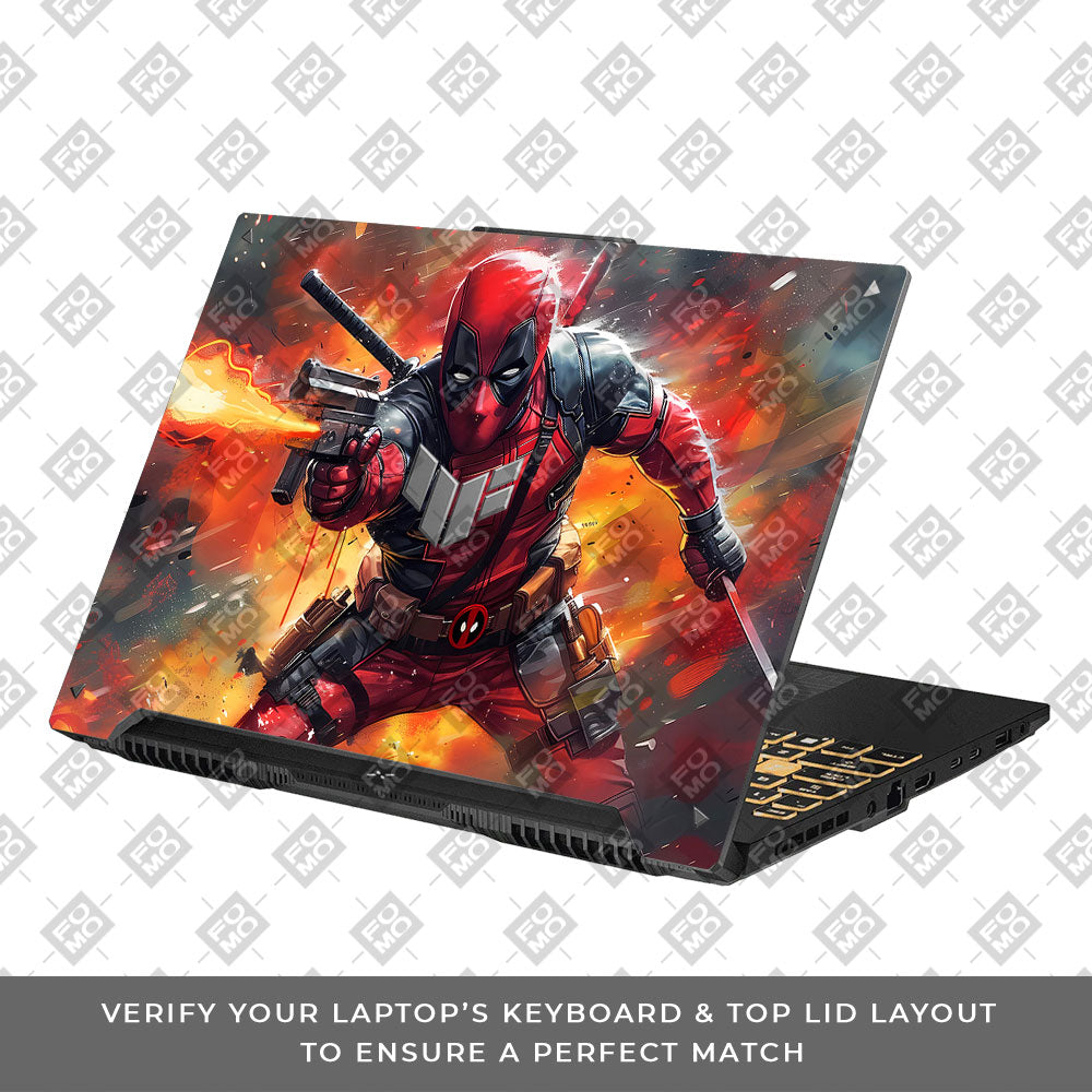 Deadpool in Action Asus TUF F16 and A16 Laptop Skin