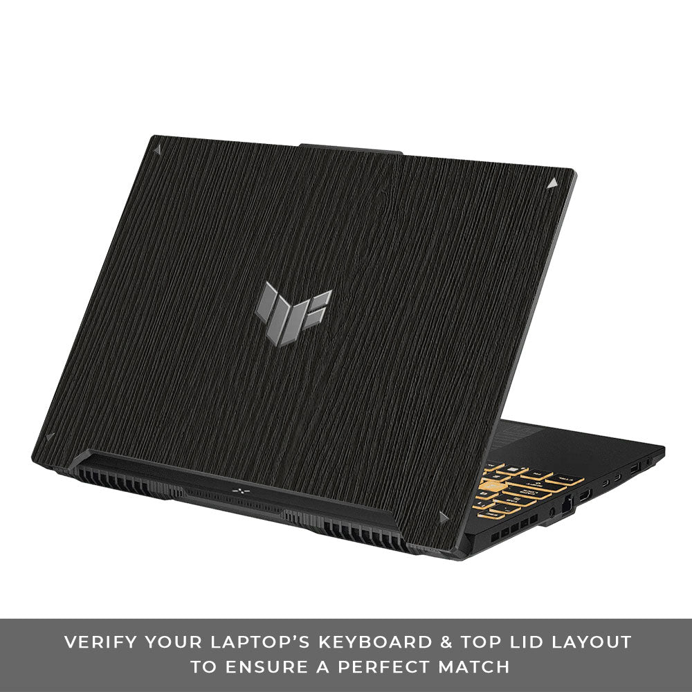 Textured Black Wood Asus TUF F16 and A16 Laptop Skin