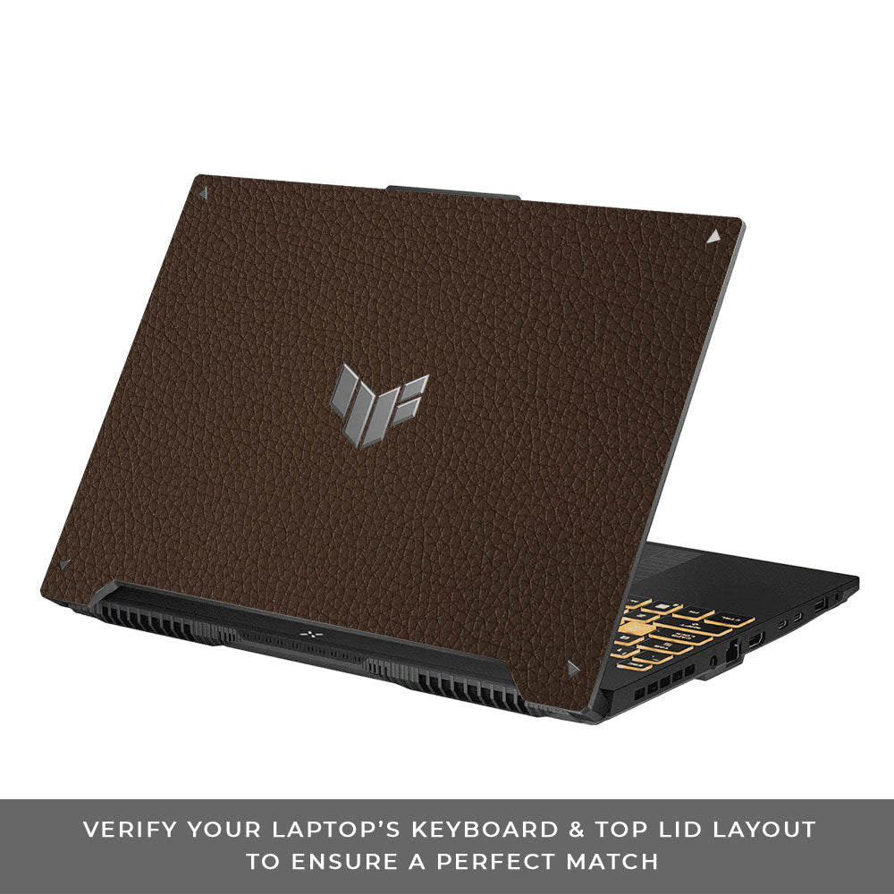 Textured Brown Leather Asus TUF F16 and A16 Laptop Skin