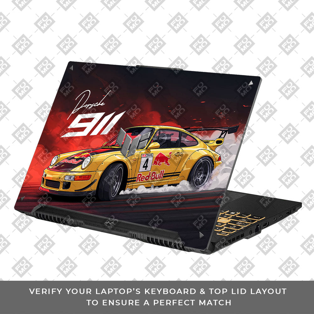 Porsche 911 Red Bull Classic Racer Asus TUF Gaming F16 and TUF Gaming A16 3D Laptop Skin