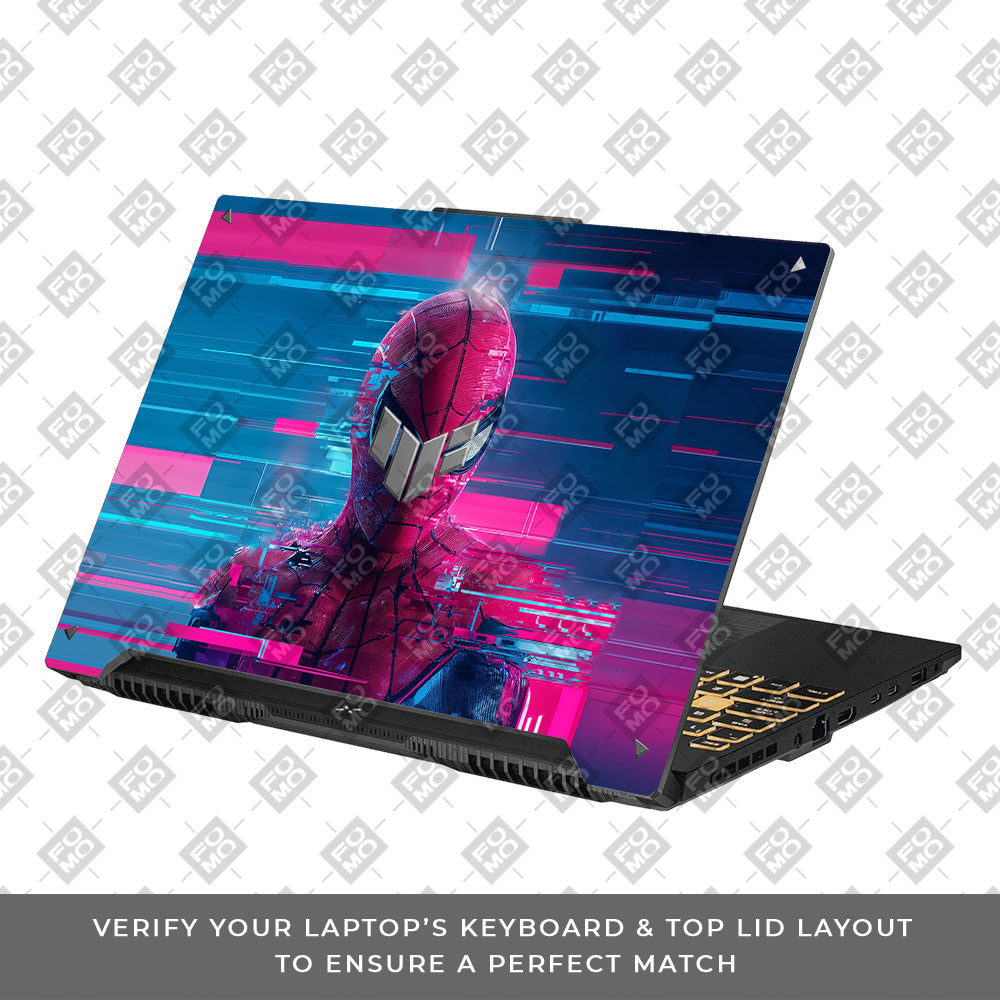 Glitch Spider Neon Web Asus TUF F16 and A16 Laptop Skin