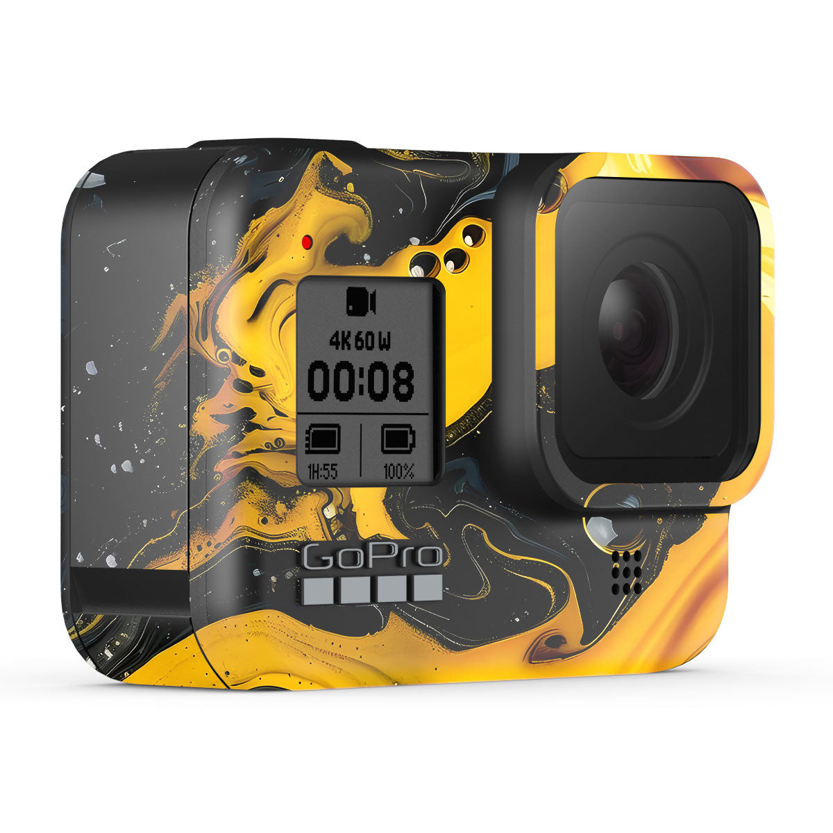 Yellow and Black Paint Swirls GoPro Hero 8 Camera Skins