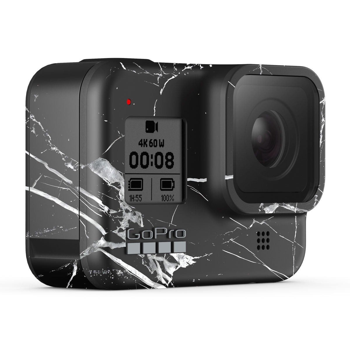 White Veins on Black GoPro Hero 8 Camera Skins