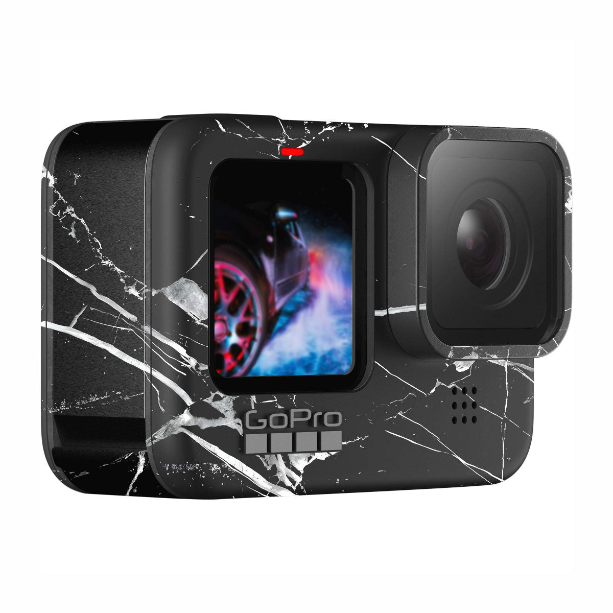 White Veins on Black GoPro Hero 9 Camera Skins