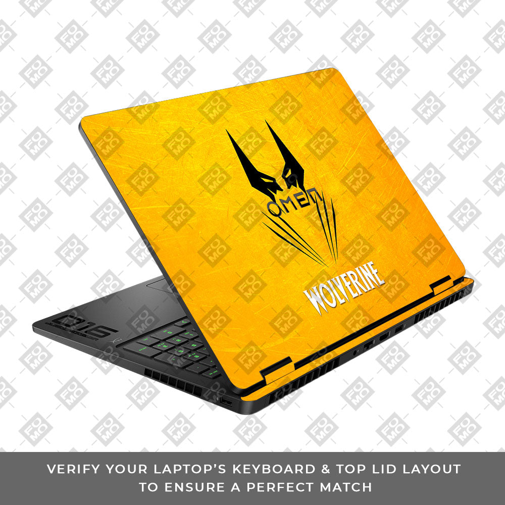 Wolverine with Yellow Background HP Omen Gaming 16 2025, 2026 Laptop Skin