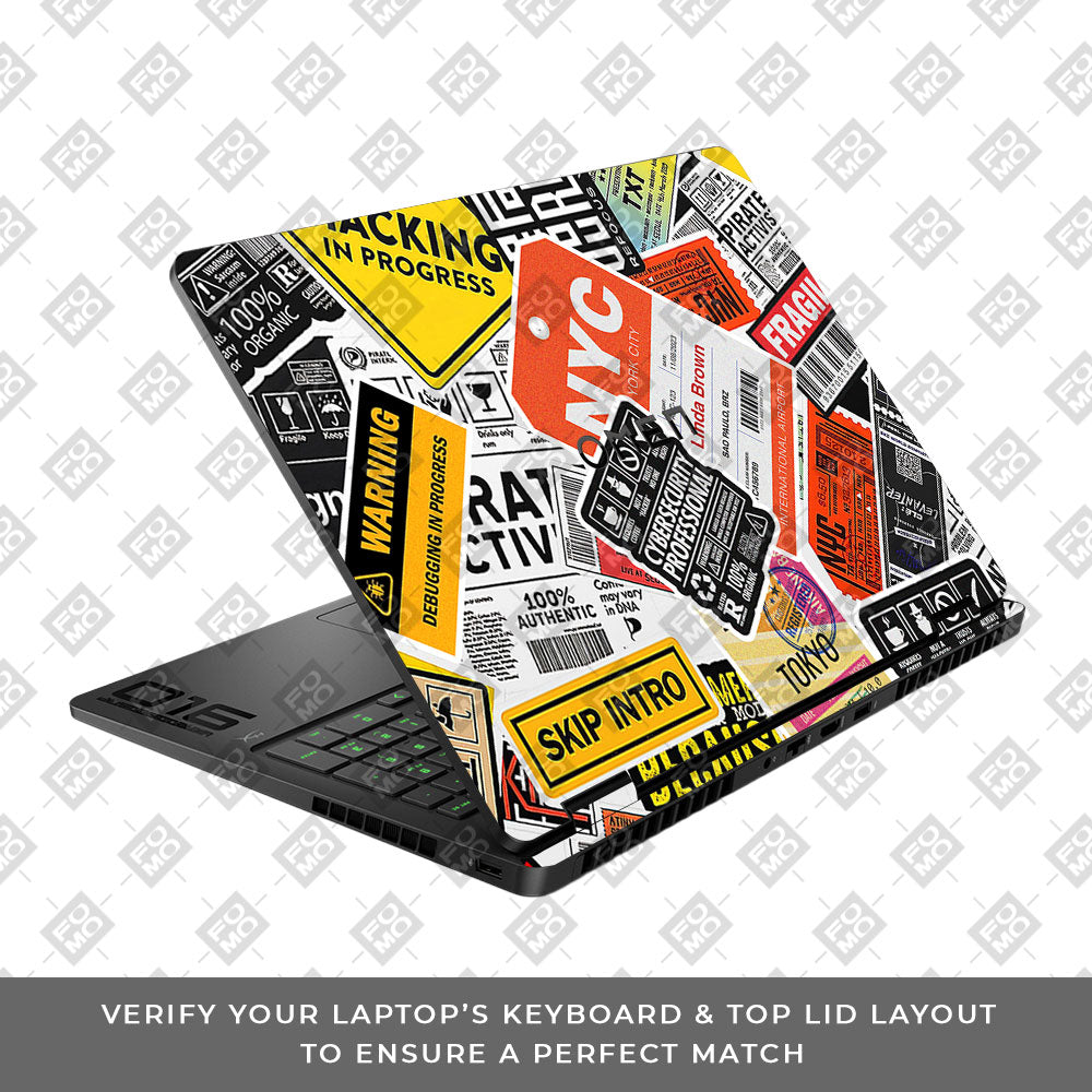 Tech Aesthetic Sticker Collage HP Omen Gaming 16 2025, 2026 Laptop Skin