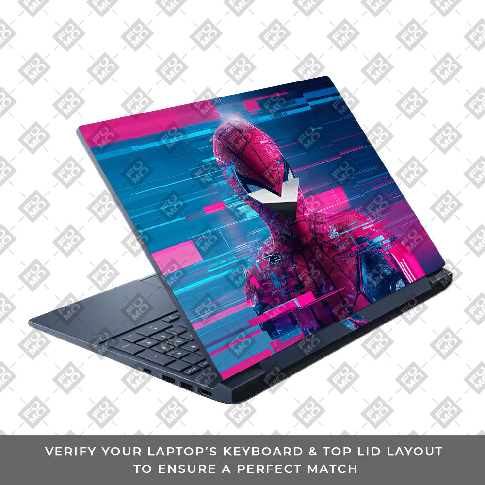 Glitch Spider Neon Web HP Victus Laptop Skin